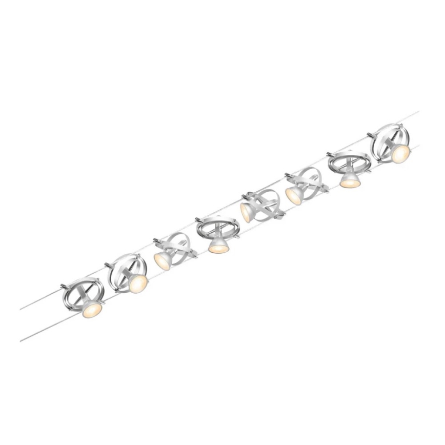 Paulmann 94490 - RINKINYS 8xGU5,3/7,5W Taškinis šviestuvas lankiniam sistemai CARDAN 230V matinio chromo spalvos