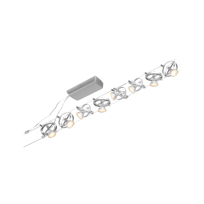 Paulmann 94490 - RINKINYS 8xGU5,3/7,5W Taškinis šviestuvas lankiniam sistemai CARDAN 230V matinio chromo spalvos