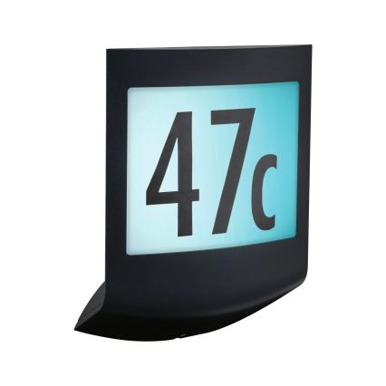 Paulmann 94513 - RGBW LED/8,2W IP44 Dimeriuojamas namo numeris su sutemų jutikliu PADEA 230V antracitas