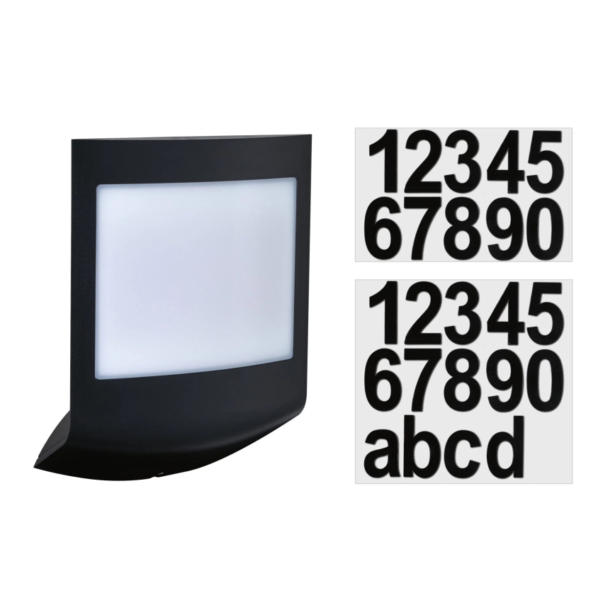 Paulmann 94513 - RGBW LED/8,2W IP44 Dimeriuojamas namo numeris su sutemų jutikliu PADEA 230V antracitas