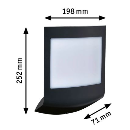 Paulmann 94513 - RGBW LED/8,2W IP44 Dimeriuojamas namo numeris su sutemų jutikliu PADEA 230V antracitas