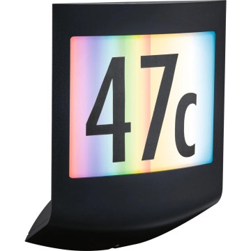 Paulmann 94513 - RGBW LED/8,2W IP44 Pritemdomas namo numerio šviestuvas su judesio ir sutemų jutikliu PADEA 230V antracitas