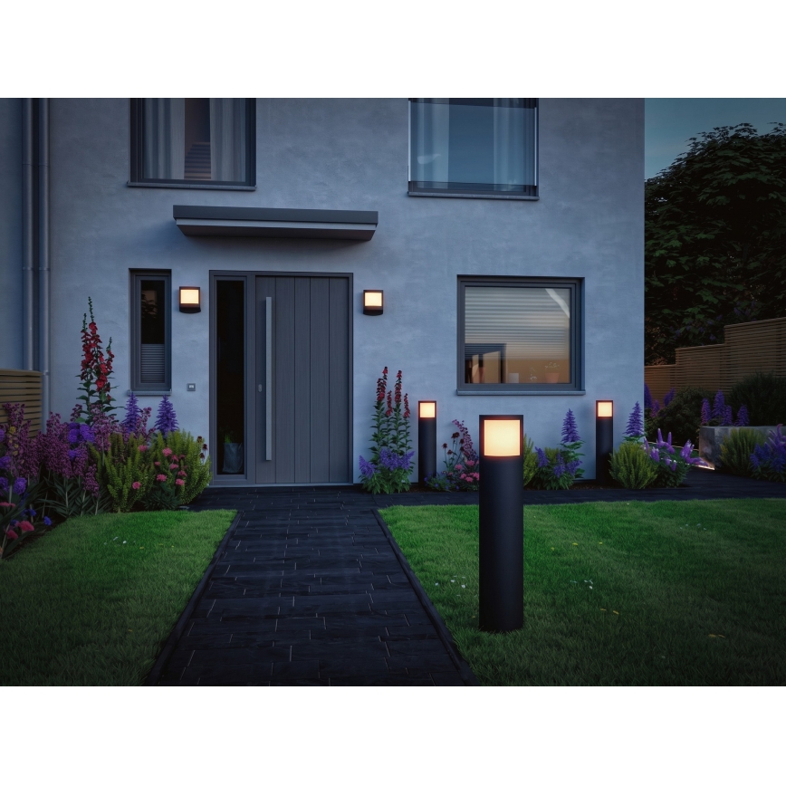 Paulmann 94514 - LED/8,5W IP44 Dimeriuojama lauko lempa su judesio ir sutemos jutikliu PADEA 230V antracitas
