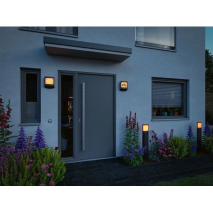 Paulmann 94515 - LED/8,5W IP44 Dimeriuojamas namų numerio šviestuvas su judesio ir sutemų jutikliu PADEA 230V antracitas