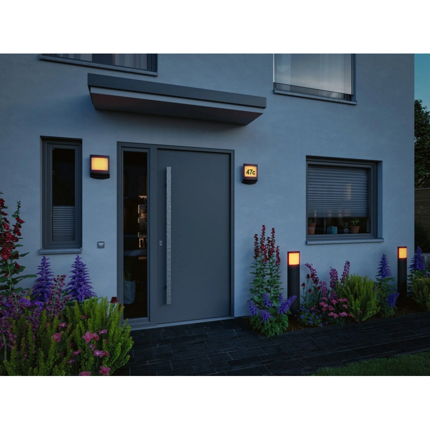Paulmann 94515 - LED/8,5W IP44 Dimeriuojamas namų numerio šviestuvas su judesio ir sutemų jutikliu PADEA 230V antracitas