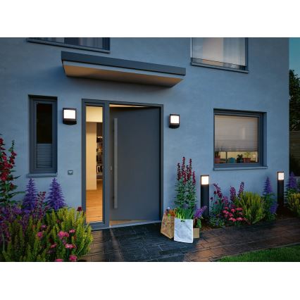 Paulmann 94515 - LED/8,5W IP44 Reguliuojamas lauko šviestuvas su judesio ir sutemos jutikliu PADEA 230V antracitas