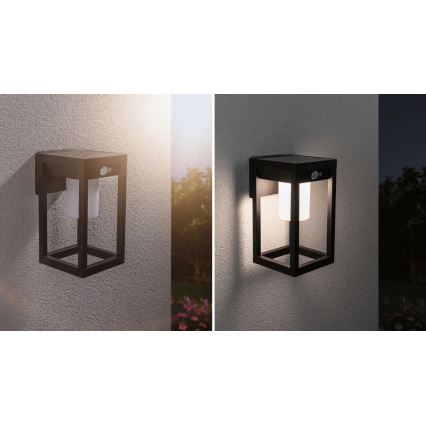 Paulmann 94572 -LED/5,5W IP44 Saulės energija įkraunamas sieninis šviestuvas su jutikliu MARISOL 3,7V 2000 mAh