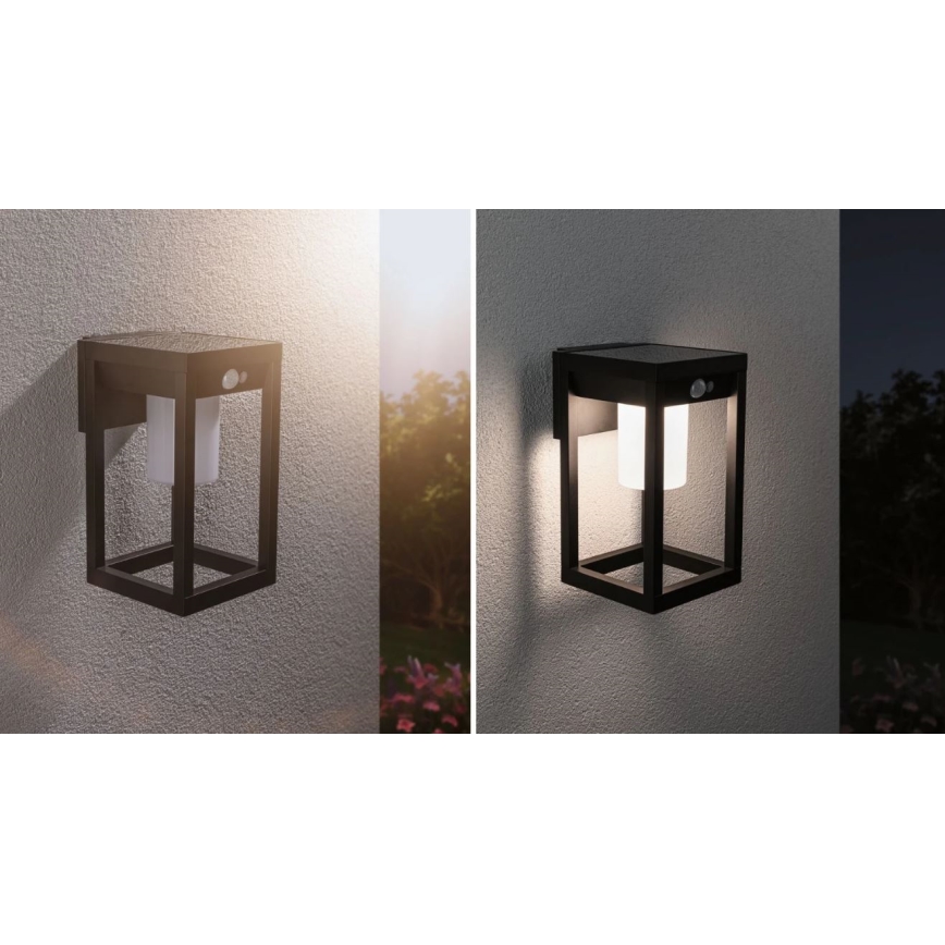 Paulmann 94572 -LED/5,5W IP44 Saulės energija įkraunamas sieninis šviestuvas su jutikliu MARISOL 3,7V 2000 mAh
