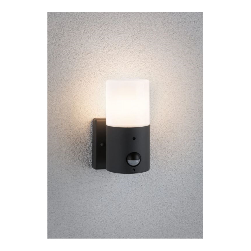 Paulmann 94648 - 1xE27/15W IP44 Lauko sieninis šviestuvas su jutikliu TUBS 230V