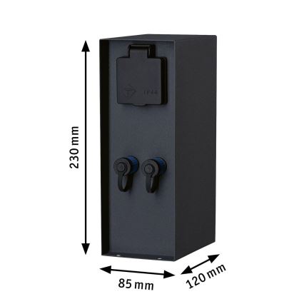 Paulmann 94700 - Lauko kištukinių lizdų stulpas RIO 2Z SCHUKO 230V IP44