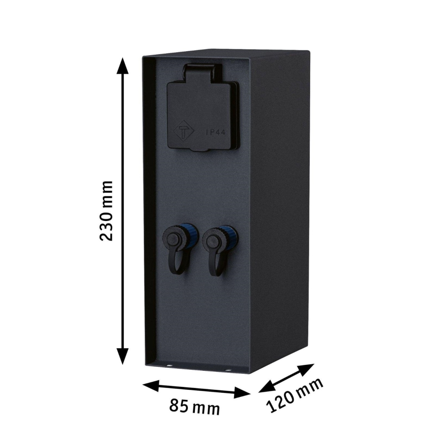 Paulmann 94700 - Lauko kištukinis stulpelis RIO 2Z SCHUKO 230V IP44