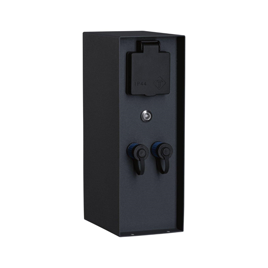 Paulmann 94701 -Lauko kištukinių lizdų stulpas su prieblandos jutikliu RIO 2Z SCHUKO 230V IP44