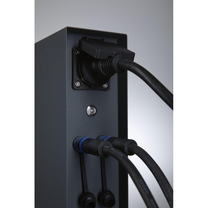 Paulmann 94701 -Lauko kištukinių lizdų stulpas su prieblandos jutikliu RIO 2Z SCHUKO 230V IP44