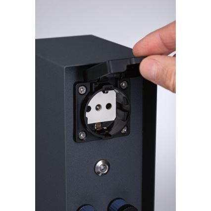 Paulmann 94701 -Lauko kištukinių lizdų stulpas su prieblandos jutikliu RIO 2Z SCHUKO 230V IP44