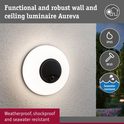 Paulmann 94956 - LED/20,5W IP65 Pritemdomas lauko sieninis šviestuvas su judesio ir sutemų jutikliu AUREVA 230V 2200/3000/4000K antracitas