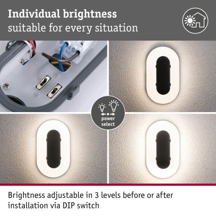 Paulmann 94957 - LED/18,5W IP65 Reguliuojamas lauko sieninis šviestuvas ELUNOR 230V 2200/3000/4000K antracitas