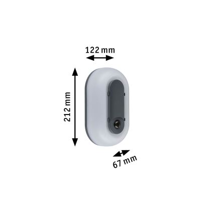 Paulmann 94958 - LED/18,5W IP65 Reguliuojamas lauko sieninis šviestuvas su judesio ir sumrėkimo jutikliu ELUNOR 230V 2200/3000/4000K antracitas
