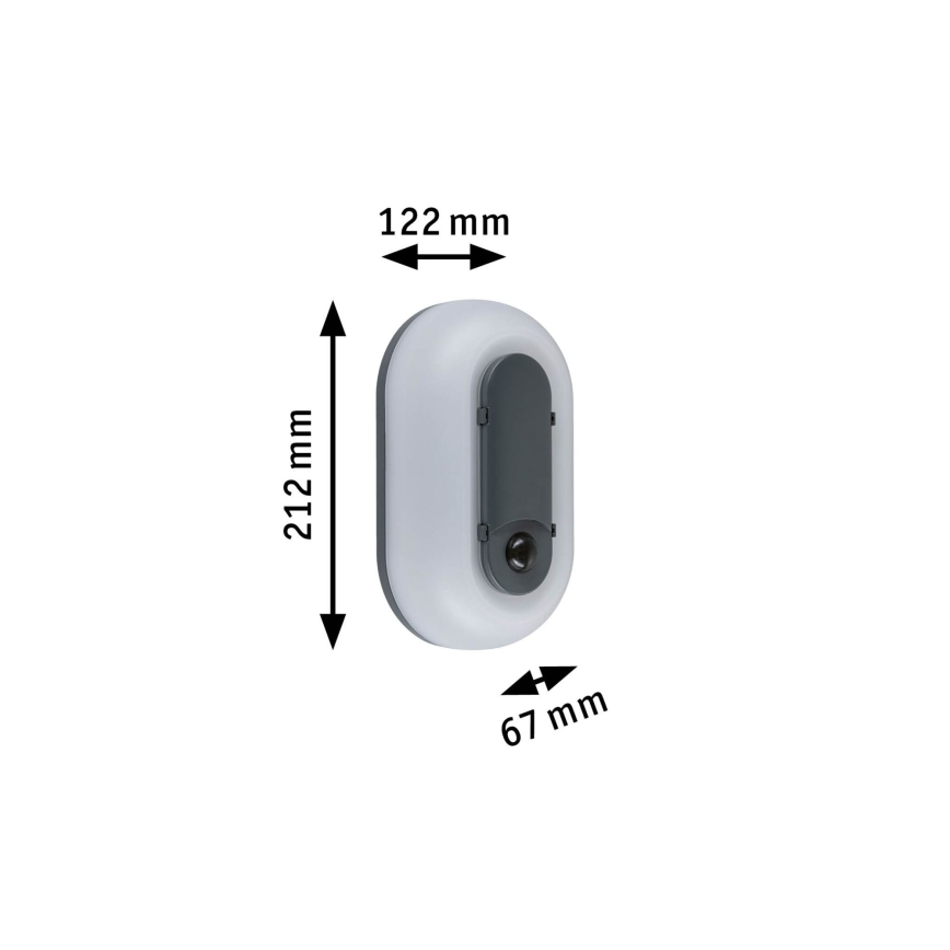 Paulmann 94958 - LED/18,5W IP65 Reguliuojamas lauko sieninis šviestuvas su judesio ir sumrėkimo jutikliu ELUNOR 230V 2200/3000/4000K antracitas