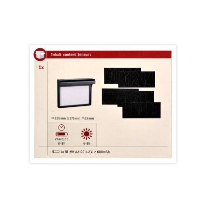 Paulmann 95388 - LED/0,05W IP44 Saulės energijos namo numeris su jutikliu DAYTON 4,8V