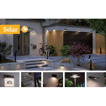 Paulmann 95393 - LED/4W IP44 Pritemdomas saulės energijos sieninis šviestuvas su jutikliu SOLVEIG 3,7V 2000 mAh