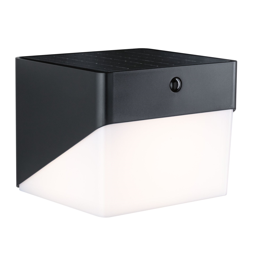 Paulmann 95746 - LED/2,3W IP44 Saulės energija maitinamas sieninis šviestuvas su jutikliu EILEEN 3,7/230V 4000 mAh juodas
