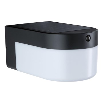 Paulmann 95747 - LED/2,3W IP44 Saulės sieninis šviestuvas su jutikliu CALYNE 3,7/230V 4000 mAh juoda