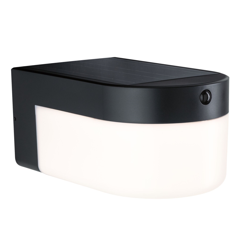 Paulmann 95747 - LED/2,3W IP44 Saulės sieninis šviestuvas su jutikliu CALYNE 3,7/230V 4000 mAh juoda