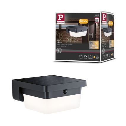 Paulmann 95748 - LED/2,3W IP44 Saulės sieninis šviestuvas su jutikliu ISLEEN 3,7/230V 4000 mAh juodas