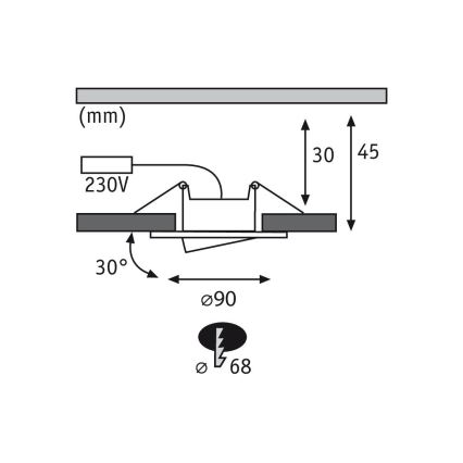 Paulmann 99933 - KOMPLEKTAS 3x LED/5,2W IP65 Pritemdomas įleidžiamas lubinis vonios šviestuvas 230V