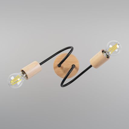Paviršinis lubinis šviestuvas OXFORD 2xE27/15W/230V pušis/juoda