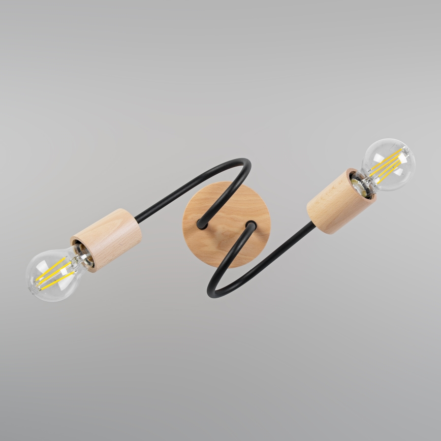 Paviršinis lubinis šviestuvas OXFORD 2xE27/15W/230V pušis/juoda