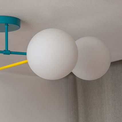 Paviršinis lubų šviestuvas MOON 4xE27/15W/230V turkio/geltona