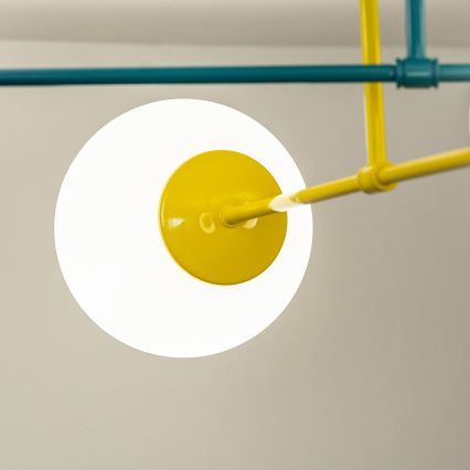 Paviršinis lubų šviestuvas MOON 4xE27/15W/230V turkio/geltona