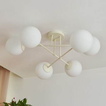 Paviršinis lubų šviestuvas MOON 6xE27/15W/230V kreminės spalvos