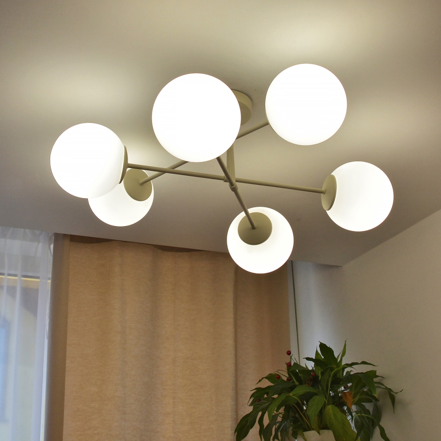Paviršinis lubų šviestuvas MOON 6xE27/15W/230V kreminės spalvos