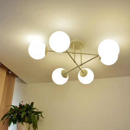 Paviršinis lubų šviestuvas MOON 6xE27/15W/230V kreminės spalvos
