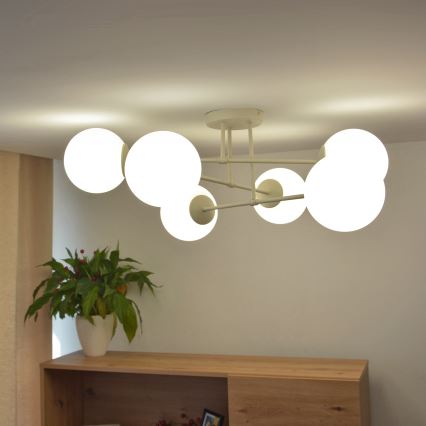 Paviršinis lubų šviestuvas MOON 6xE27/15W/230V kreminės spalvos