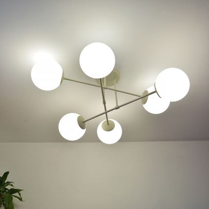Paviršinis lubų šviestuvas MOON 6xE27/15W/230V kreminės spalvos