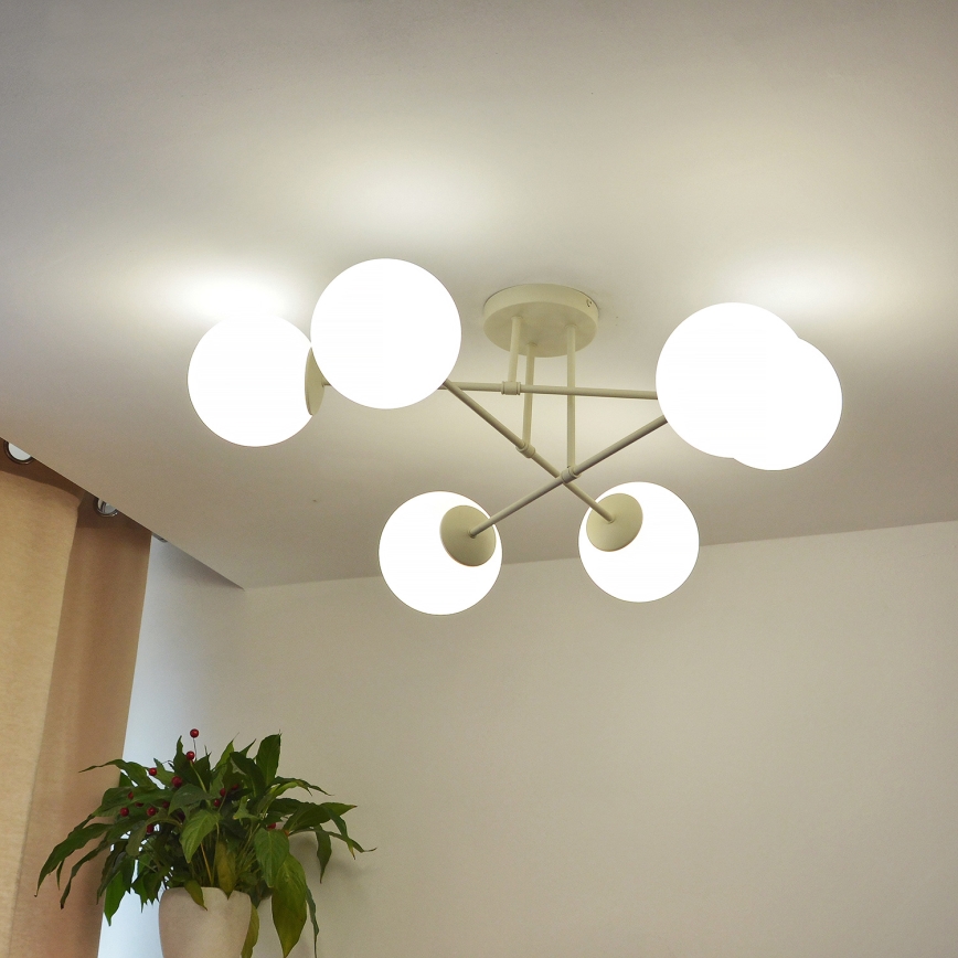 Paviršinis lubų šviestuvas MOON 6xE27/15W/230V kreminės spalvos