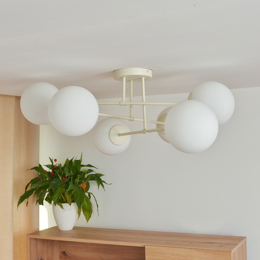 Paviršinis lubų šviestuvas MOON 6xE27/15W/230V kreminės spalvos