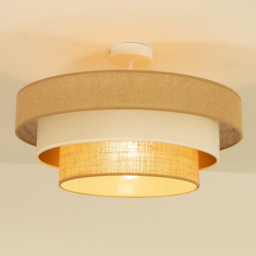 Paviršinis lubų šviestuvas WENTA 1xE27/60W/230V, skersmuo 50 cm, juta/smėlio spalvos