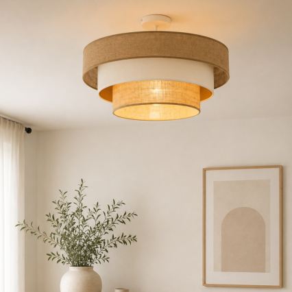 Paviršinis lubų šviestuvas WENTA 1xE27/60W/230V, skersmuo 50 cm, juta/smėlio spalvos