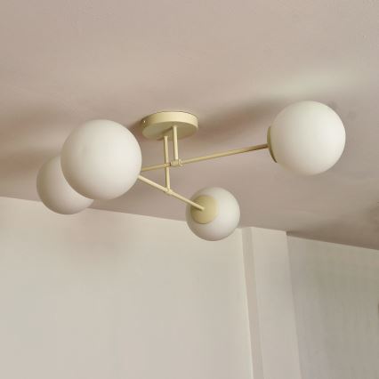 Paviršinis šviestuvas MOON 4xE27/15W/230V, kremo spalvos