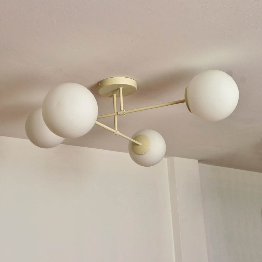 Paviršinis šviestuvas MOON 4xE27/15W/230V, kremo spalvos