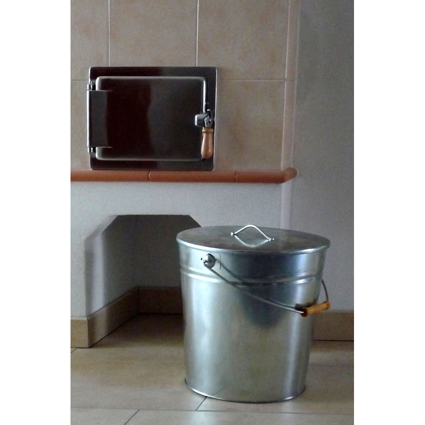 Pelenų kibiras su dangteliu 15 l blizgus chromas