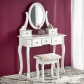 Persirengimo staliukas SARA 80x130 cm + stool 45x37 cm balta