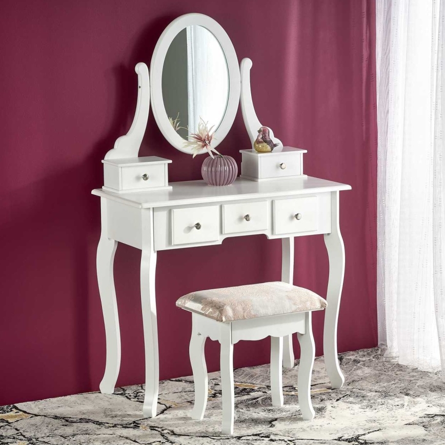 Persirengimo staliukas SARA 80x130 cm + stool 45x37 cm balta