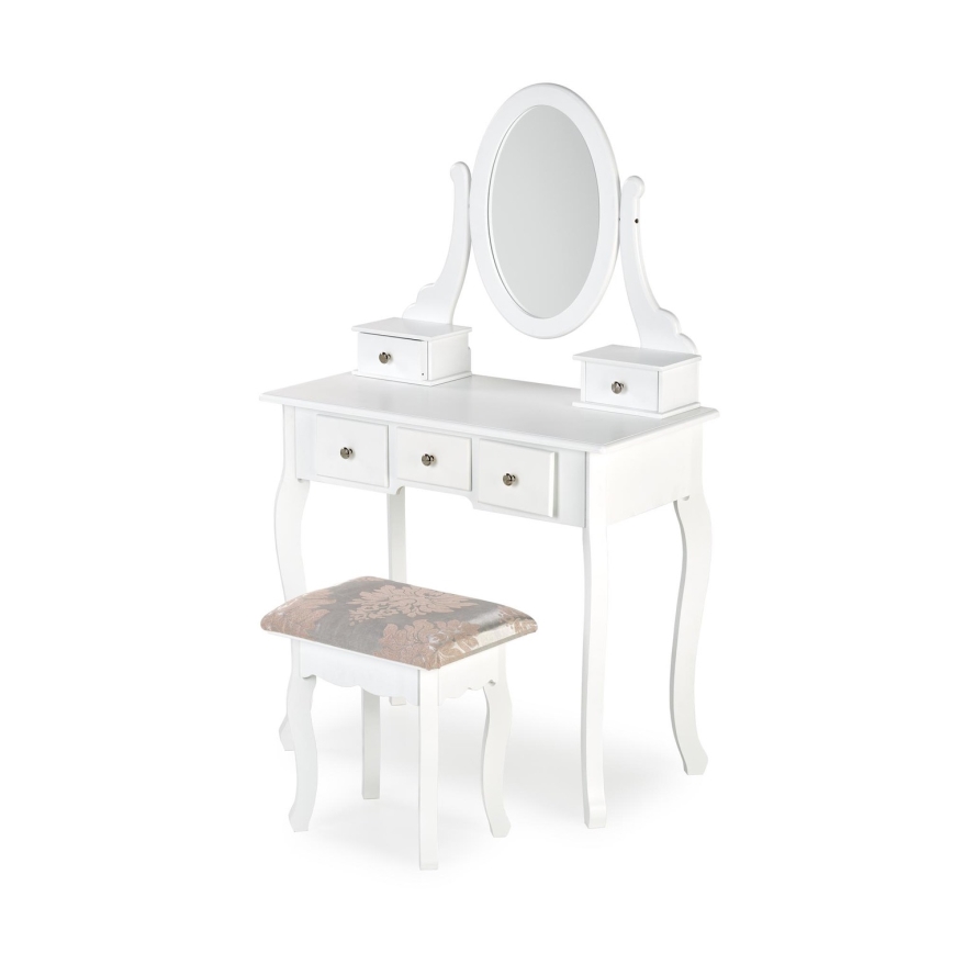 Persirengimo staliukas SARA 80x130 cm + stool 45x37 cm balta
