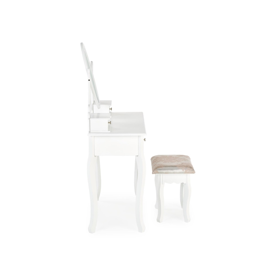 Persirengimo staliukas SARA 80x130 cm + stool 45x37 cm balta