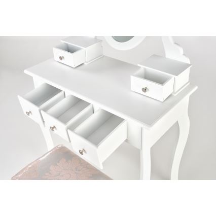 Persirengimo staliukas SARA 80x130 cm + stool 45x37 cm balta